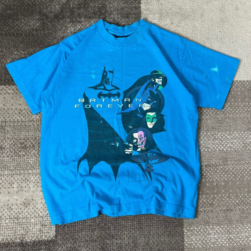 Vintage 1995 Batman Forever Giant Tag Tee T Shirt XL Blue Movie Promo DC Comics